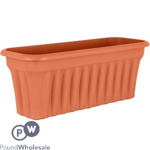 Rectangular Ribbed Plastic Wall Planter Terracotta 45cm