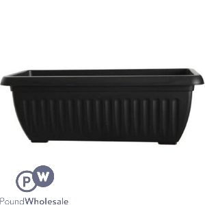 Plastic Ribbed Trough Planter Black 50cm