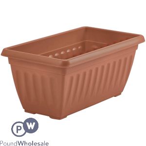 Plastic Ribbed Trough Planter Terracotta 50cm