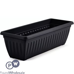 Plastic Ribbed Trough Planter Black 60cm