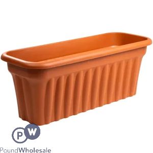 Plastic Ribbed Trough Planter Terracotta 60cm