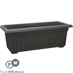 Plastic Ribbed Trough Planter Black 75cm
