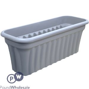 Plastic Ribbed Trough Planter Platinum 75cm