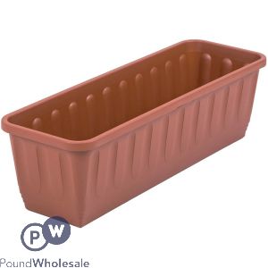 Plastic Ribbed Trough Planter Terracotta 75cm