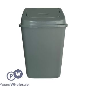 Silver Plastic Swing Top Bin 10l
