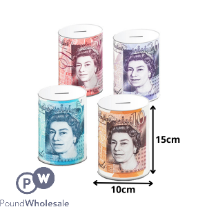 STERLING MONEY TINS SMALL ASSORTED 10CM X 15CM