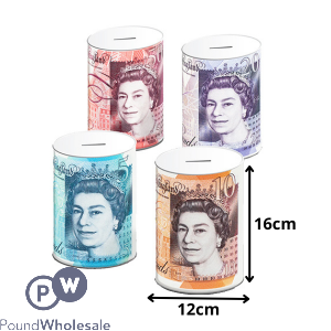 STERLING MONEY TINS MEDIUM ASSORTED 12CM X 16CM