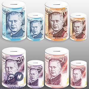 Gbp Bank Notes King Charles Money Tins 15cm X 10cm Assorted