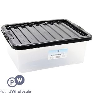 PLASTIC UNDERBED STORAGE BOX WITH LID 28LTR