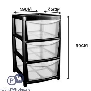 BLACK 3 TIER MINI TOWER DRAWER UNIT