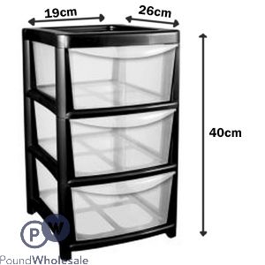 BLACK 4 TIER MINI TOWER DRAWER UNIT