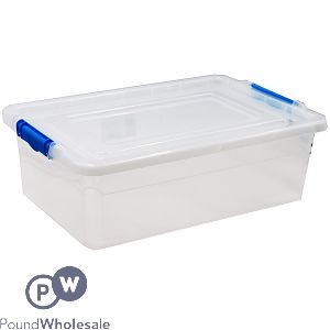 CLEAR CLICK &#039;N&#039; STORE UNDER BED LIDDED STORAGE BOX 32 LITRE 59CM X 40CM X 18CM