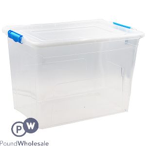 CLEAR CLICK &#039;N&#039; STORE LIDDED STORAGE BOX 75 LITRE 59CM X 40CM X 39.5CM