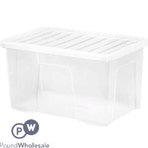 Clear Rectangular Storage Box With Lid 65l 59cm X 40cm X 36cm