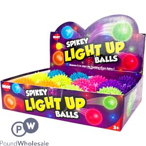 HOOT SPIKEY LIGHT UP BALLS ASSORTED COLOURS CDU