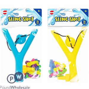 HOOT SLING SHOT WITH 20 WATER BOMBS SET ASSORTED COLOURS