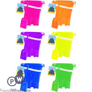 HOOT SQUARE CASTLE BUCKET &amp; SPADE SET ASSORTED COLOURS