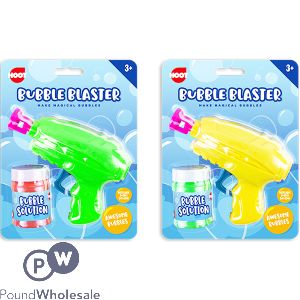 HOOT FRICTION BUBBLE BLASTER GUN ASSORTED COLOURS