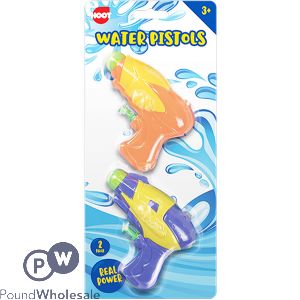 HOOT ASSORTED COLOUR POWERFUL WATER PISTOLS 2 PACK