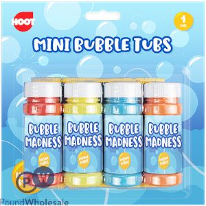 HOOT MINI BUBBLE TUBS 50ML ASSORTED 4 PACK