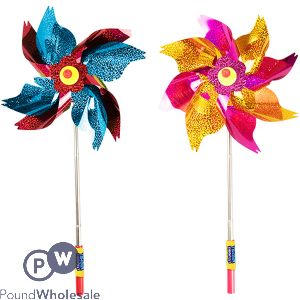 HOOT EXTENDABLE WINDMILL 74CM ASSORTED COLOURS