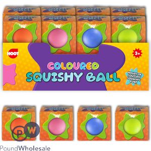 HOOT SQUISHY BALL 8CM ASSORTED COLOURS CDU