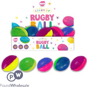 Hoot Light-up Rugby Ball Cdu Assorted Colours