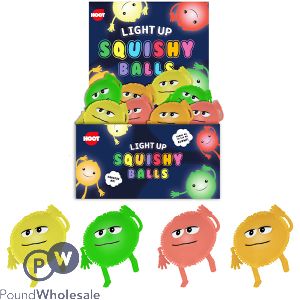 HOOT LIGHT-UP SQUISHY BALLS CDU ASSORTED COLOURS