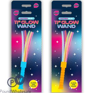 HOOT ULTRA-GLO GLOW WAND 11&quot; ASSORTED COLOURS