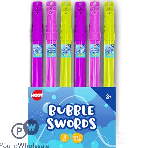 Hoot Bubble Swords 118ml 3 Pack CDU Assorted Colours