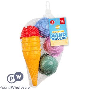 Hoot Assorted Colour Ice Cream Sand Moulds 4pc