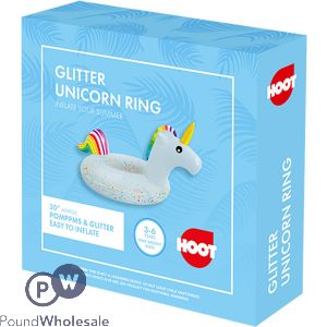 Hoot Inflatable Glitter Kids Unicorn Swim Ring 30&quot;