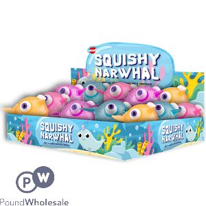 Hoot Squishy Big Eye Narwhal Cdu Assorted Colours