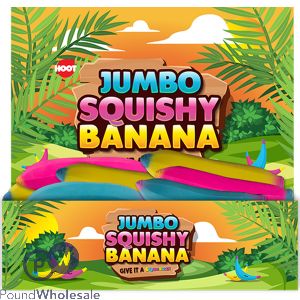Hoot Jumbo Squishy Banana Cdu Assorted Colours