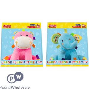 Little Learners 0+ Months Large Plush Tags Animal Rattle Baby Toy Assorted