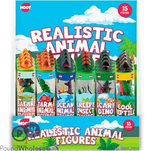 Hoot Mixed Realistic Animal Figures Tube 15 Pack Cdu Assorted