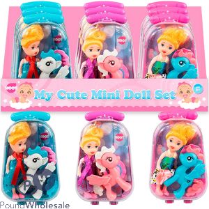 Hoot Princess Mini Doll & Unicorn Suitcase Beauty Play Set Cdu Assorted Colours