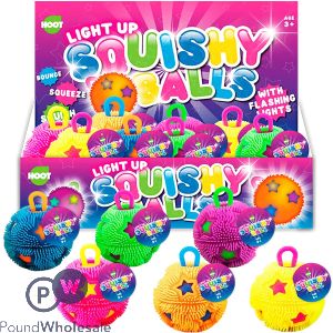 Hoot Light-up Squishy Bouncing Ball Toy 6.5cm Cdu Assorted Colours