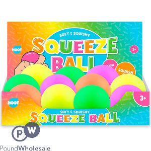 Hoot Soft & Squishy Neon Squeeze Ball 8cm Cdu Assorted Colours