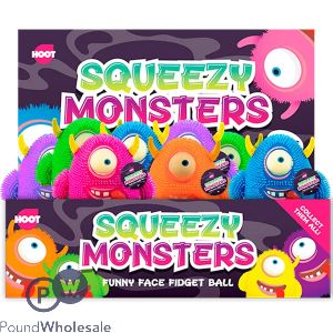 Hoot Squeezy Monster Ball Squish Toy Cdu Assorted Colours