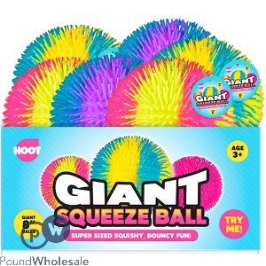 Hoot Giant Squeeze Ball 8&quot; CDU Assorted Colours