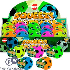 Hoot Squeezy Football Squish Toy 8cm Cdu Assorted Colours