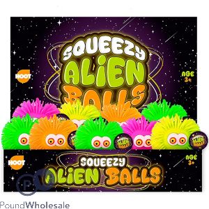 Hoot Squeezy Alien Balls Squish Toy 9cm Cdu Assorted Colours