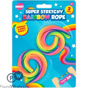 Hoot Super Stretchy Sticky Rainbow Rope 2m 2 Pack