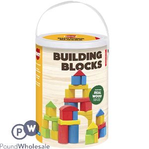 Hoot Assorted Colours & Shapes Wooden Building Blocks Play Set 100pc