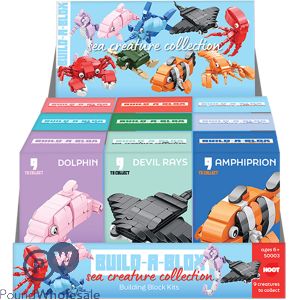 Hoot Build-a-box Sea Animal Collection Building Block Kits Cdu Assorted