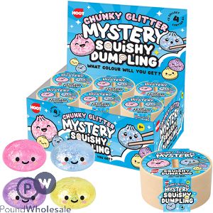 Hoot Chunky Glitter Mystery Squishy Dumpling Squish Toy 8.5cm Cdu Assorted Colours