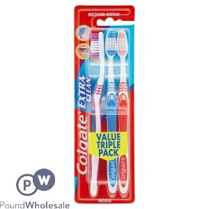 Colgate Extra Clean Medium Toothbrushes 3 Pack