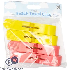 WORLD TOUR BEACH TOWEL CLIPS ASSORTED 4 PACK