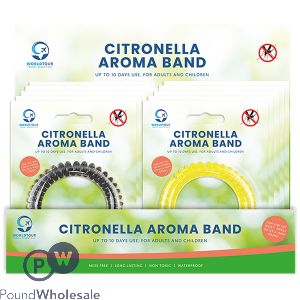 WORLD TOUR CITRONELLA AROMA BANDS CDU ASSORTED COLOURS